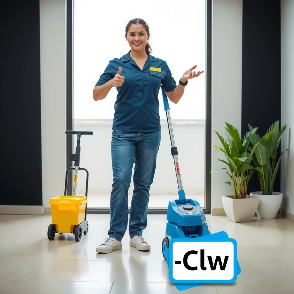 Professional cleaner with equipment